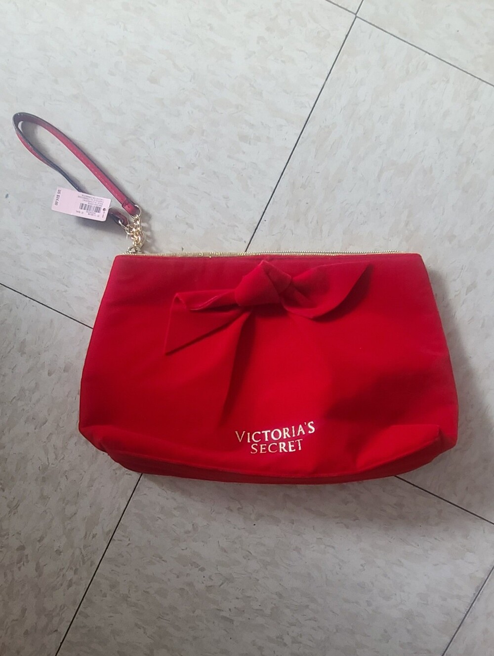 Victoria's Secret Red Bow Wristlet Pouch with Wrist Strap